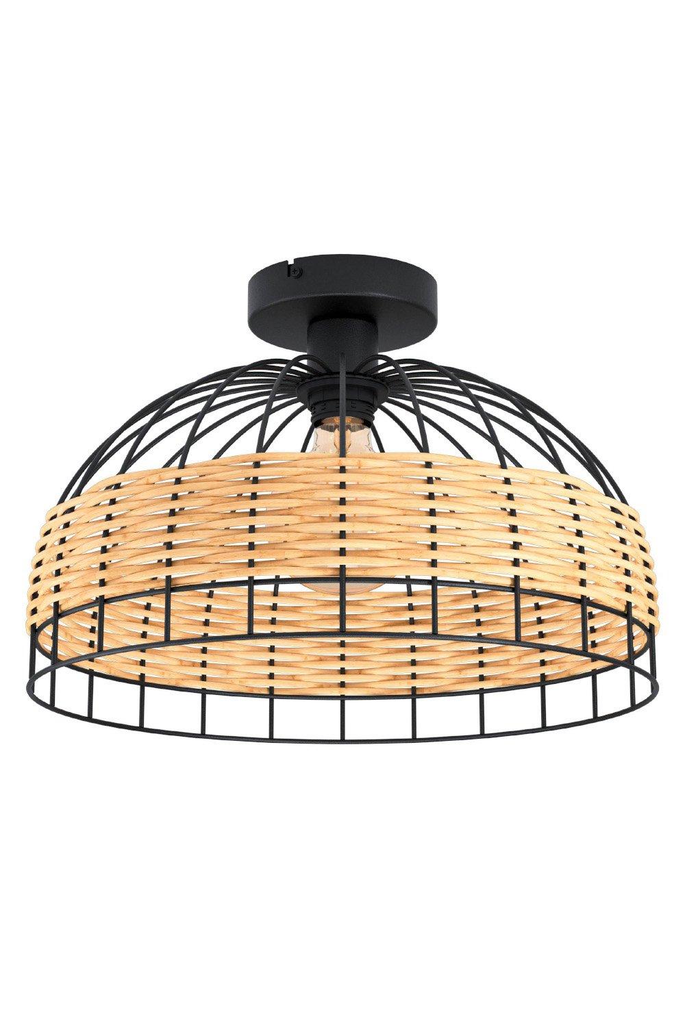 Anwick Natural Metal And Wicker 1 Light Flush Ceiling Fitting